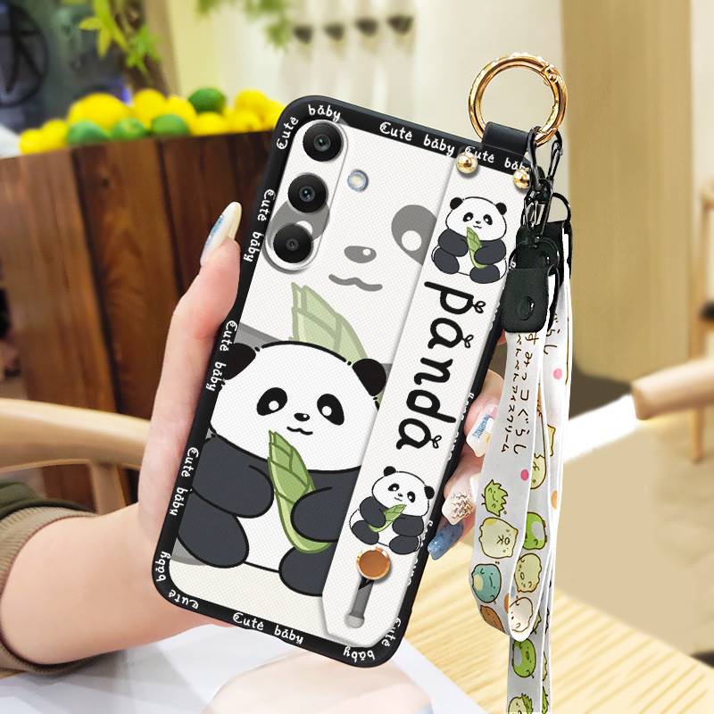 Waterproof Silicone Phone Case For Samsung Galaxy A17 Cute Wrist Strap Back Cover Fashion Design Kickstand Lanyard Ring