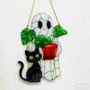 1pc Cute Halloween Ghost Hanging Decor Acrylic Black Cat & Potted Plant Decortive Sun Catchers Window Ornament, Four Seasons Decoration