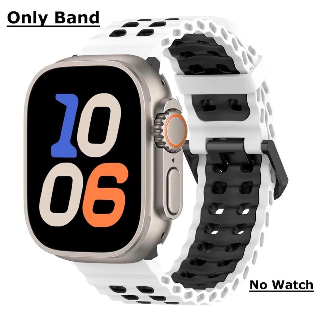 Ocean Silicone Strap for Apple Watch Ultra 2 49mm Band Breathable Bracelet for iWatch Series 10 46mm 42mm 9 8 7 6 SE 45mm 44mm