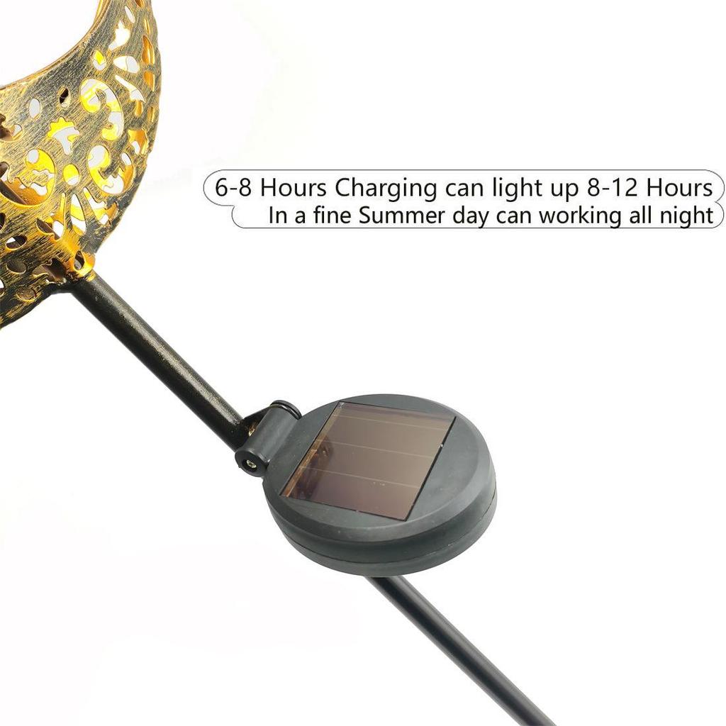 Solar Wrought Iron LED Flame Moon Landscape Lights for Outdoor Courtyards and Villas