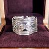 Huitan Metal  Color Wide Band Cross Rings Opening Adjustable Rings for Women Daily Wear Modern Fashion Girls Accessories
