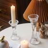 Vintage Transparent Small Waist Glass Candle Holder for Home Decor& Romantic Atmosphere, Candlestick Ideal for Candle-lit Dinner
