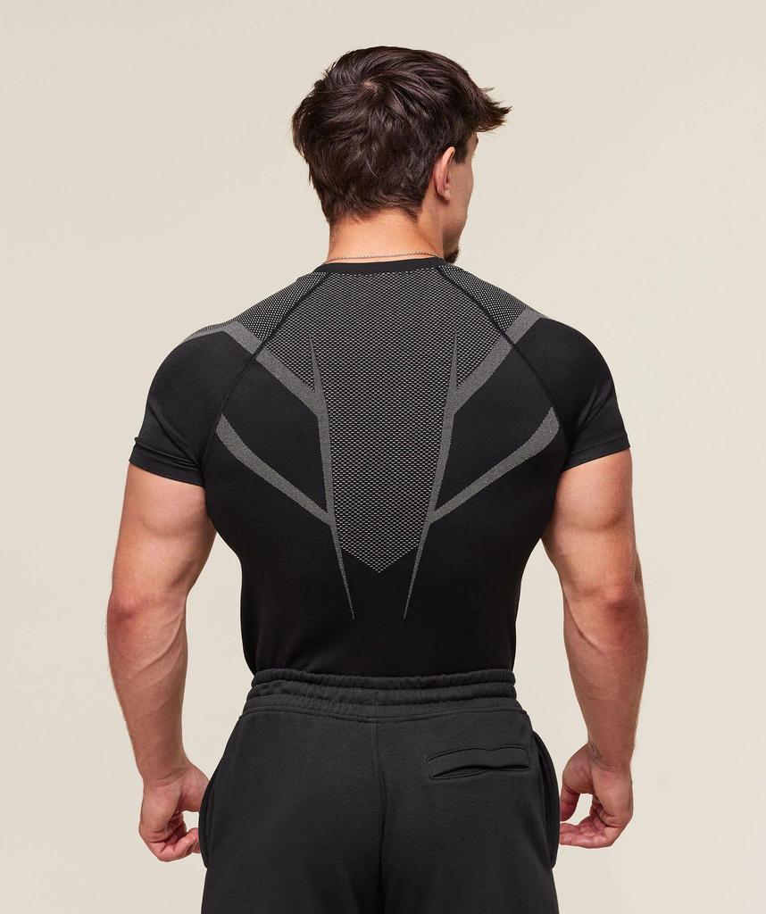 GYMSHARK Herr Quick-Dry Andningsbar Kompressionströja, Kortärmad Muskellinje T-shirt