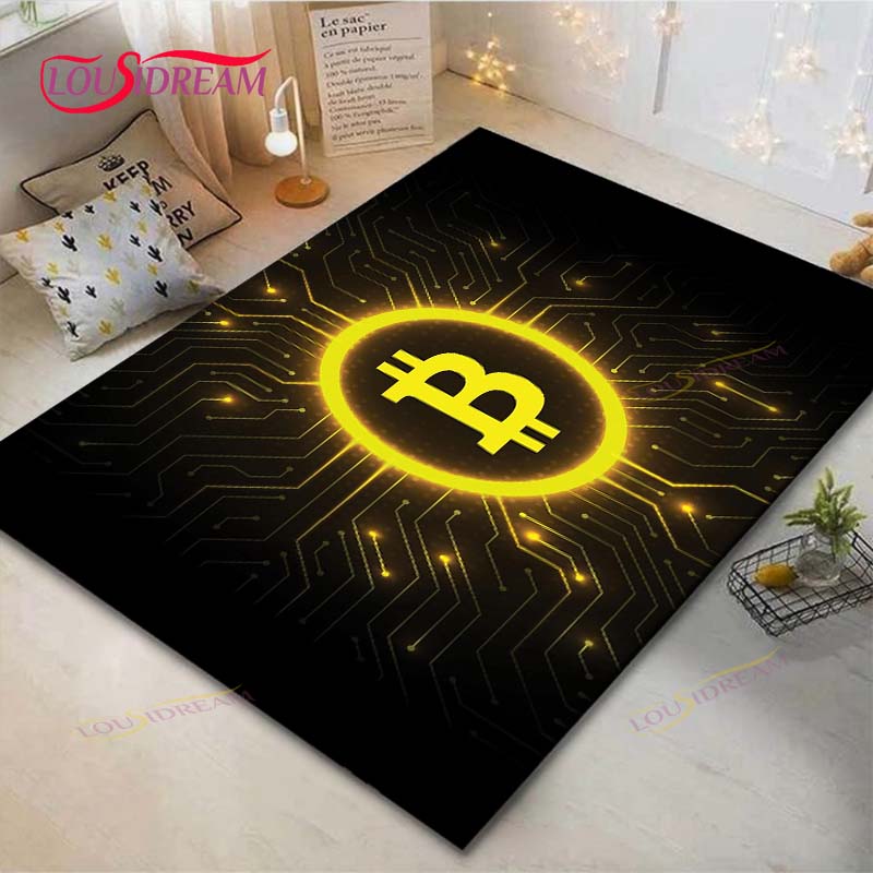 Hot Exquisite 3D Bitcoin BCT Printed Carpet Outdoor Rug Area Rug Non-slip Carpet Bedroom Decor Carpet for Room Gift