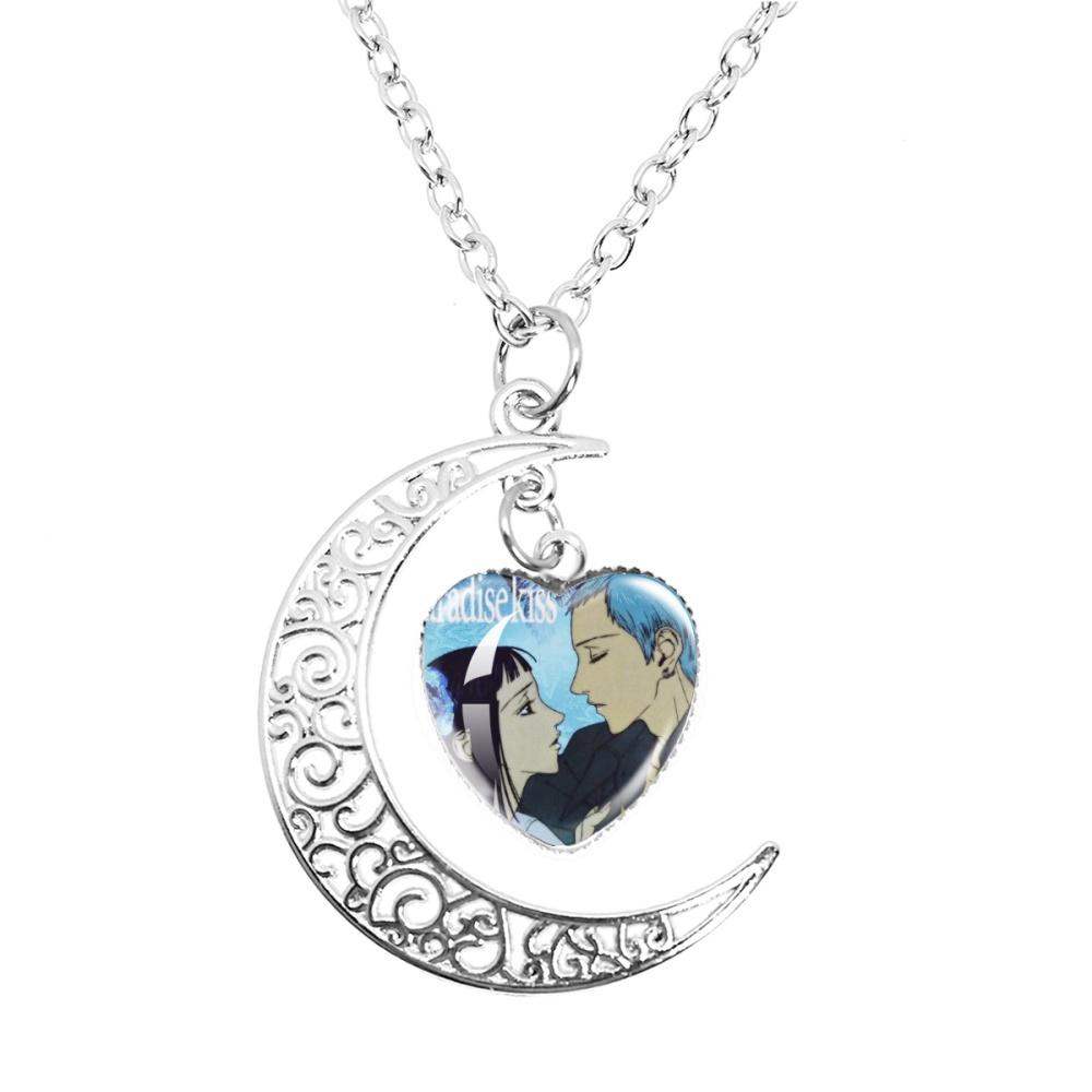 Anime Paradise Kiss Yukari Hayasaka Miwako Sakurada The Moon Necklace Glass Heart Shape Pendant Necklace Jewelry Charm Fans Gift