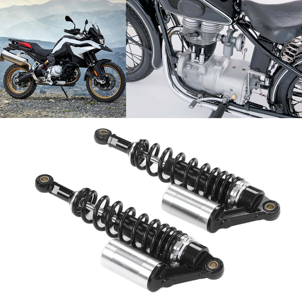 Pair 340mm Motorcycle Shock Absorber Rear Suspension Spring Universal for ATV SUVBlack Silver