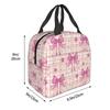 Pink Plaid, Bows And Stars Insulated Lunch Bag for Women Office Cooler Thermal Food Box Tote Portable Lunch Boxes Container