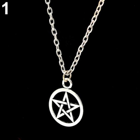 Women Men Round Hollow Star Pentagram Pendant Necklace Xmas Gift Cool