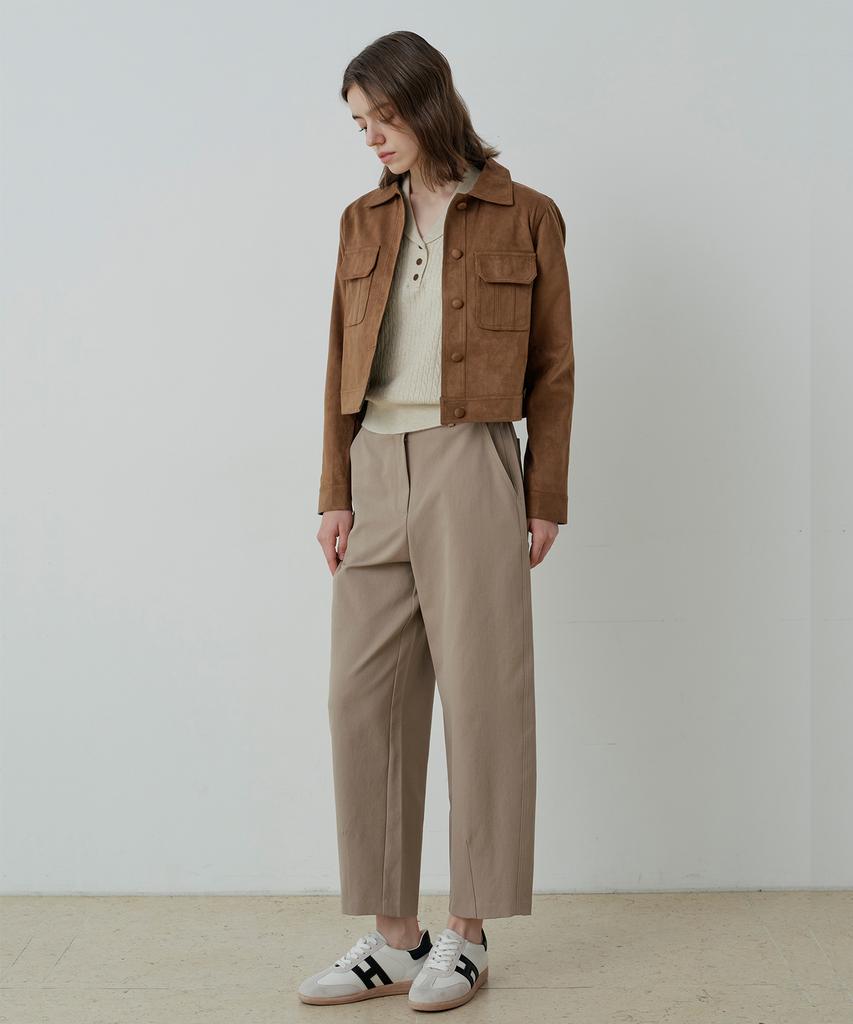 LE STUDIO Classic Suede Pocket Jacket (Br)