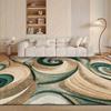 VIKAMA Moderner Wirbelkunst-Teppich, Rutschfester Waschbarer Abstrakt-Teppich, Grün & Beige Spiralmuster Bodenmatte für Wohnzimmer Schlafzimmer