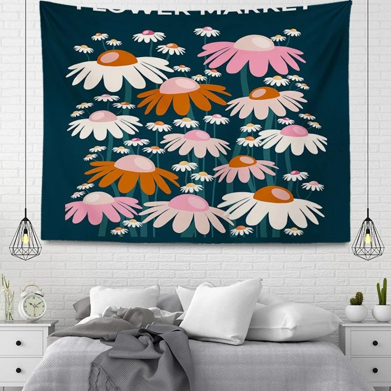 Office Living Room Tapestry Simple Flower Cartoon Hanging Cloth Home Wall Decoration Tapestry