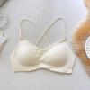 Light and not sultry, thin shoulder straps crossed, beautiful back, backless, bacteriostatic, cool in summer, steel-rimless underwear,thin women's bra