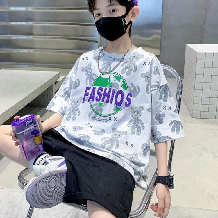 Boys' Short Sleeved T-shirts Children's Summer Clothes Boys' Cool and Handsome Cotton Baby Tops