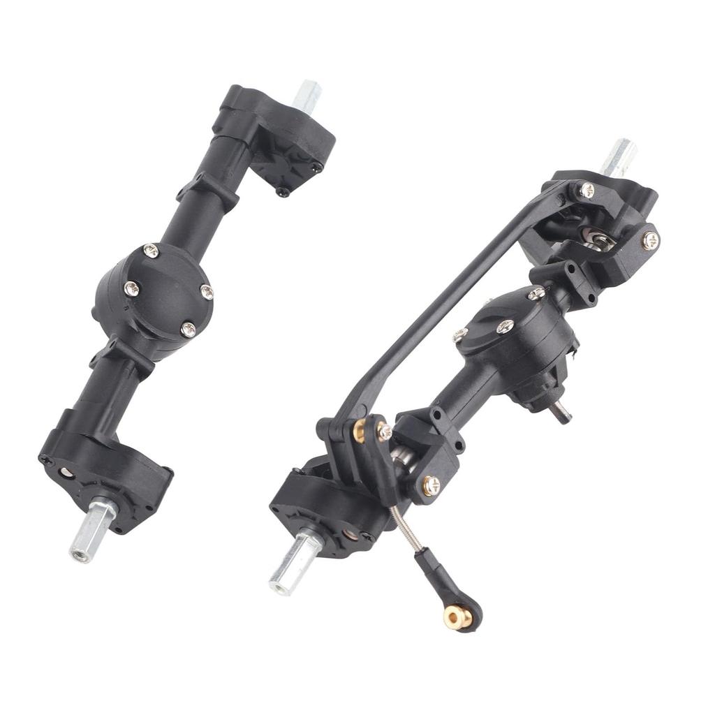 Metal front and rear axles for 116 RC cars. Front, rear axle, and gearbox. Easy installation. High strength, durability, lightweight, and easy to