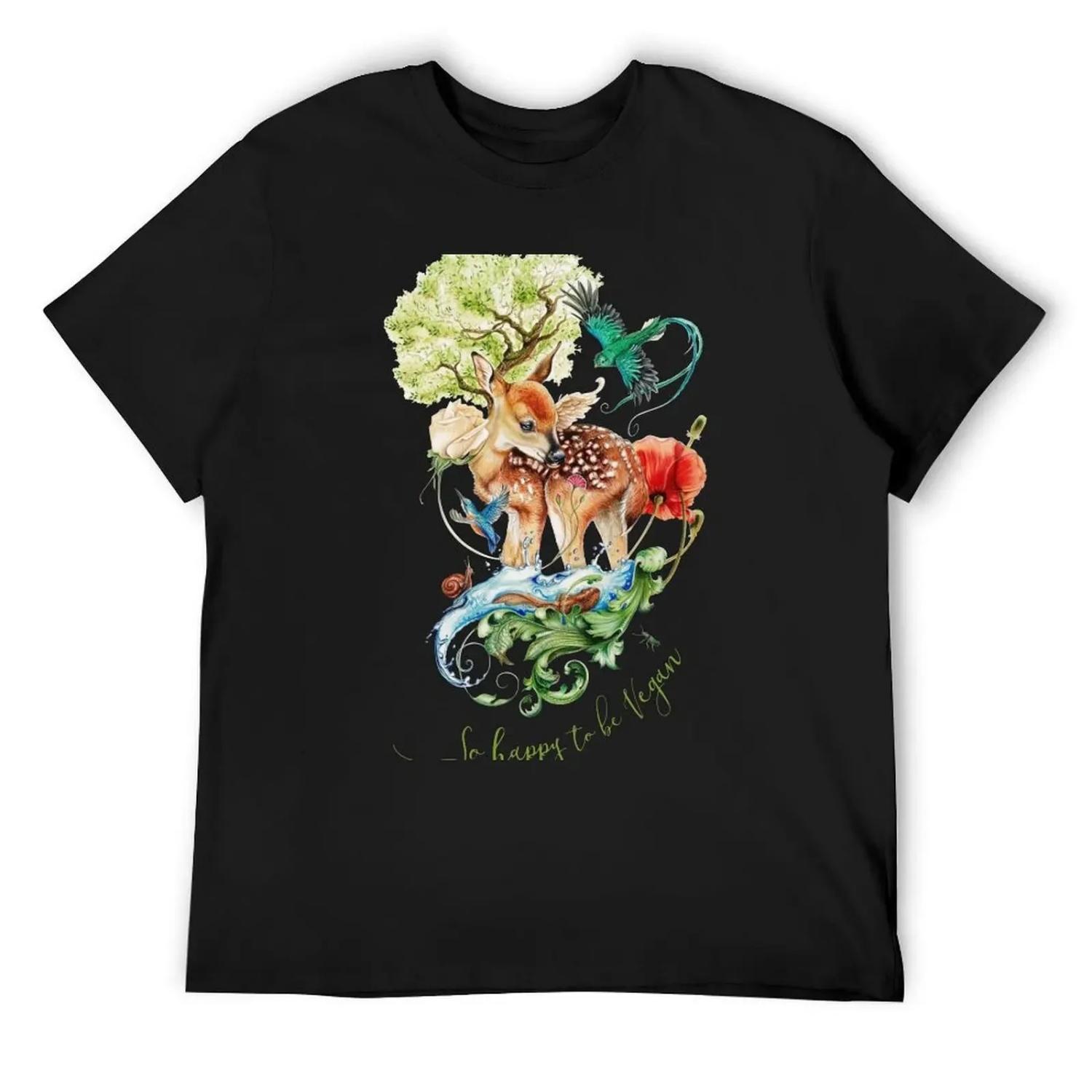 

Милий веганський олень від Марії Тіквва Футболки бавовняні з принтом важкі нове видання чоловічі смішні футболки XXXXXL чорний