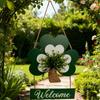 User Friendly Wood Shamrock Shape Welcome Plaque for . Patrick's Day Festival Decors with Easy Installation At Your Entrance
