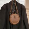 Fashion Women Solid Color Round Small Shoulder Sling Bag PU Leather All-match Design Crossbody Bag