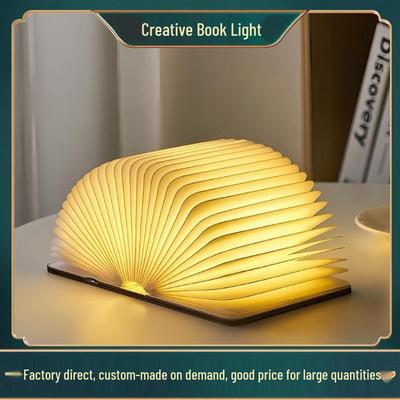 LED Wooden Folding Book Light: Creative Page-Turning Night Lamp & Corporate Gift for Bedside Atmosphere