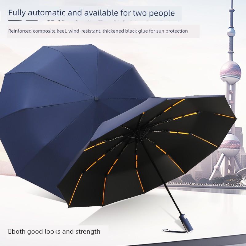 Fully Automatic, Extra-Large, Thickened, Reinforced, Storm-Resistant, Dual-Purpose Sun and Rain Umbrella, Uv Protection Sunshade Umbrella for Men and