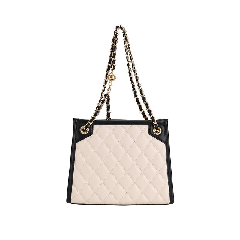 Rhombus chain bag large capacity women's bag 2026 new niche ins versatile fashion texture messenger bag