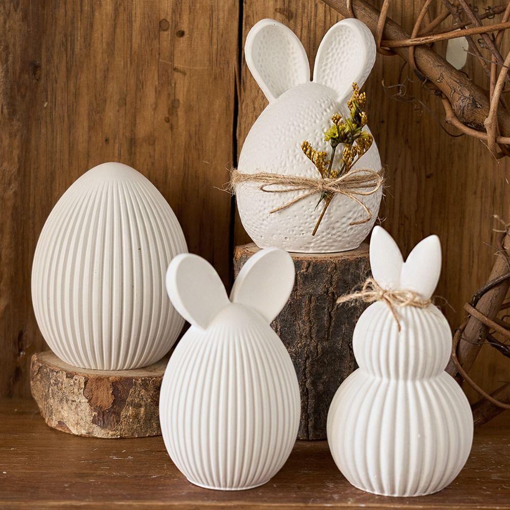 Gestreiftes Muster Hase Duftkerzenform Oster-Serie 3D Hasenformen Handwerk DIY