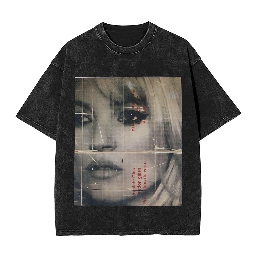 Novelty Kate Moss T-Shirt For Men Round Neck Cotton Washed T Shirt Short Sleeve Tee Shirt Printed Clothing