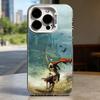 Knight and Horse Medieval style White Shockproof Phone Case For iPhone 17,16,15,14,13,12,11,Pro,XS,Max,Plus,Mini,SE