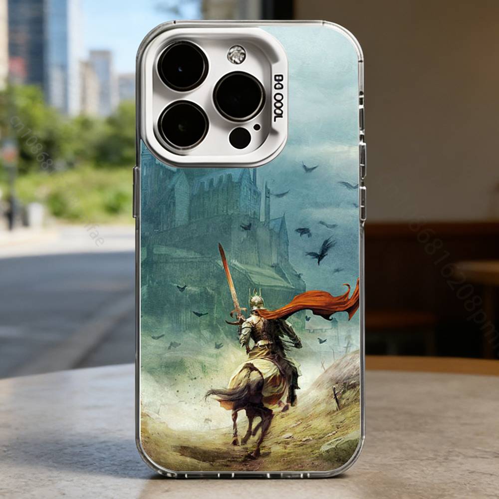 Knight and Horse Medieval style White Shockproof Phone Case For iPhone 17,16,15,14,13,12,11,Pro,XS,Max,Plus,Mini,SE