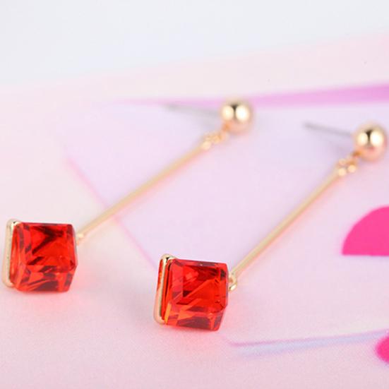 1 Pair Women Fashion Long Dangle Rhinestone  Earrings Eardrops Jewelry for Wedding