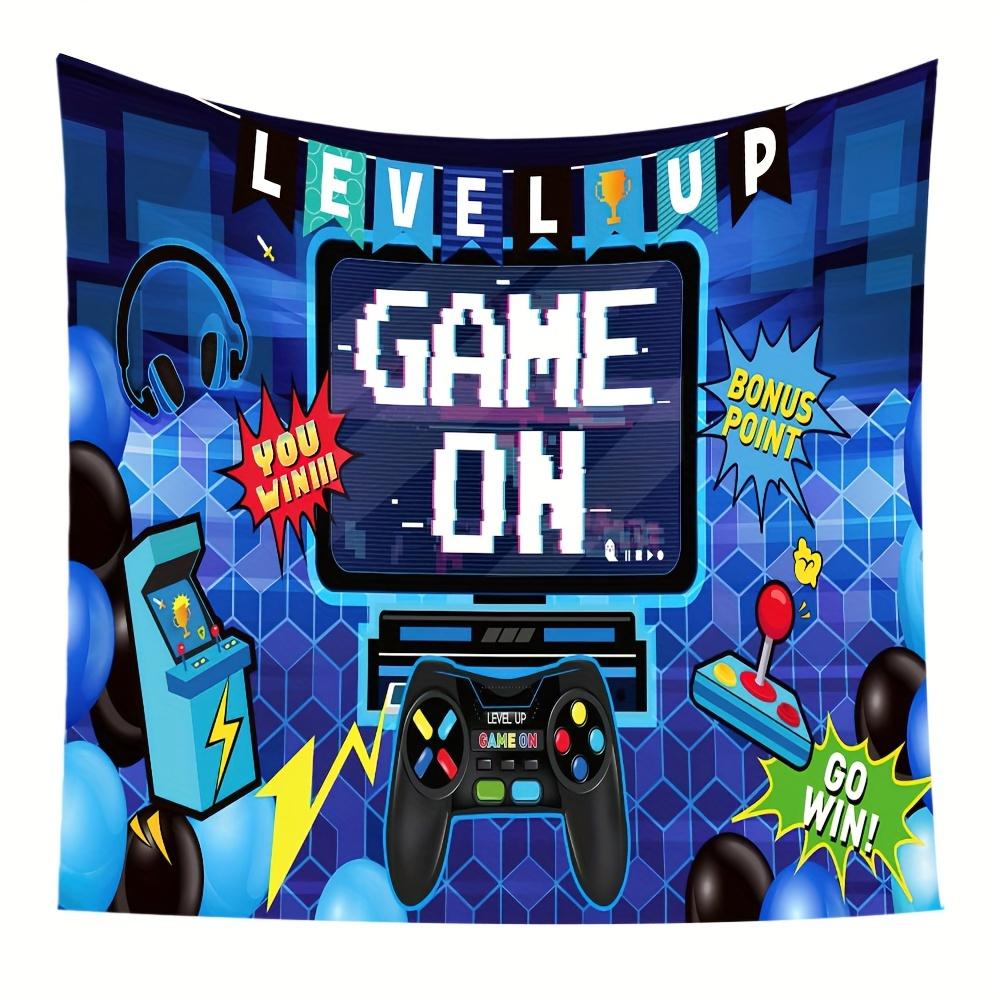 Energetic Gaming Paradise Wall Tapestry For Playful Room Decor, Featuring A Vibrant And Dynamic Illustration Of Retro Video