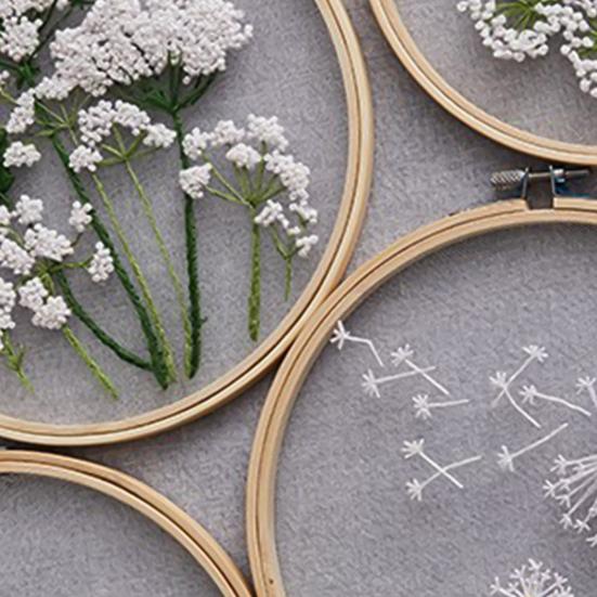 1 Set Starter Stitch Kit Adorable Wide Application Cotton Flax Floral Plant Pattern Beginner Embroidery Kit for Gift