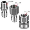 Stainless Steel Quick Connect Kit: NPT3/8 High-Pressure Washer Adapter with Male/Female Threads