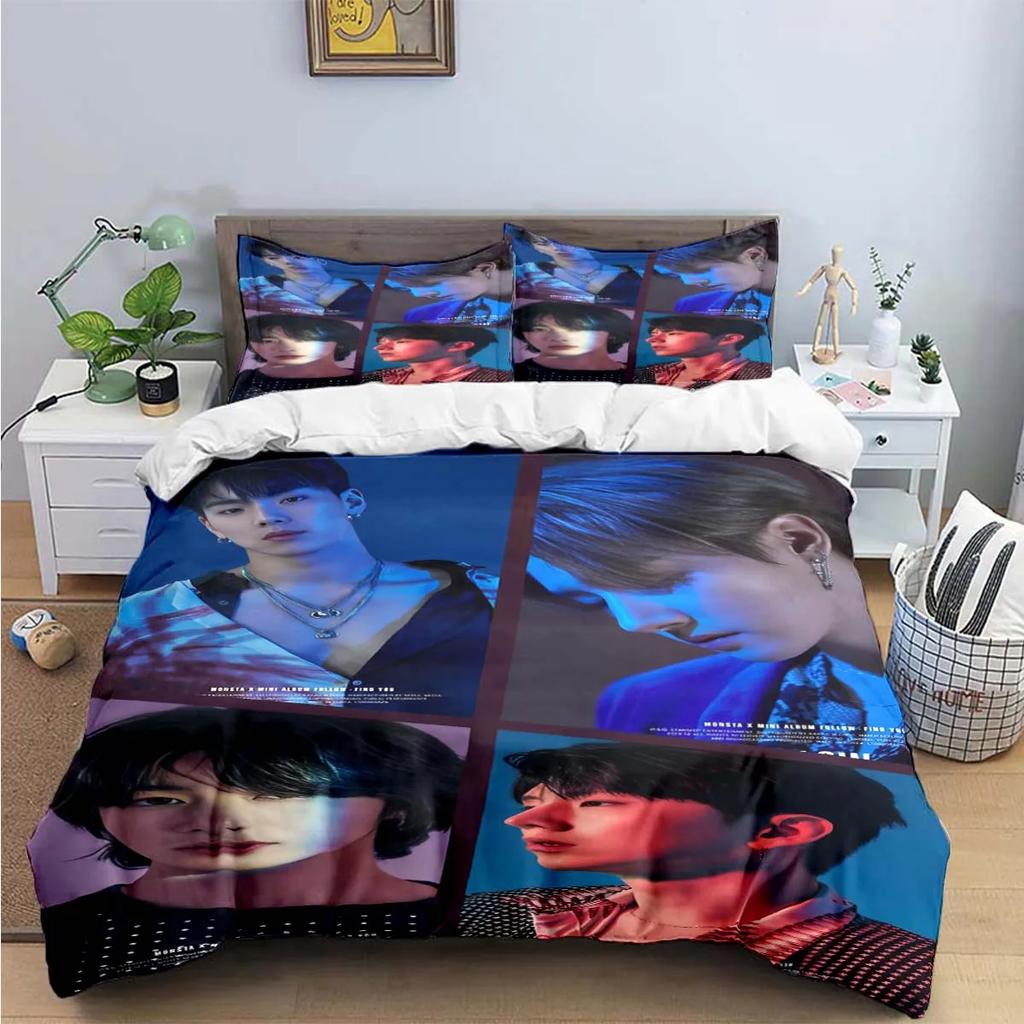 Fashion K-POP Singer M-MONSTAS X Bedding Sets Exquisite Bed Supplies Set Duvet Cover Bed Comforter Set Bedding Set Kids Gift