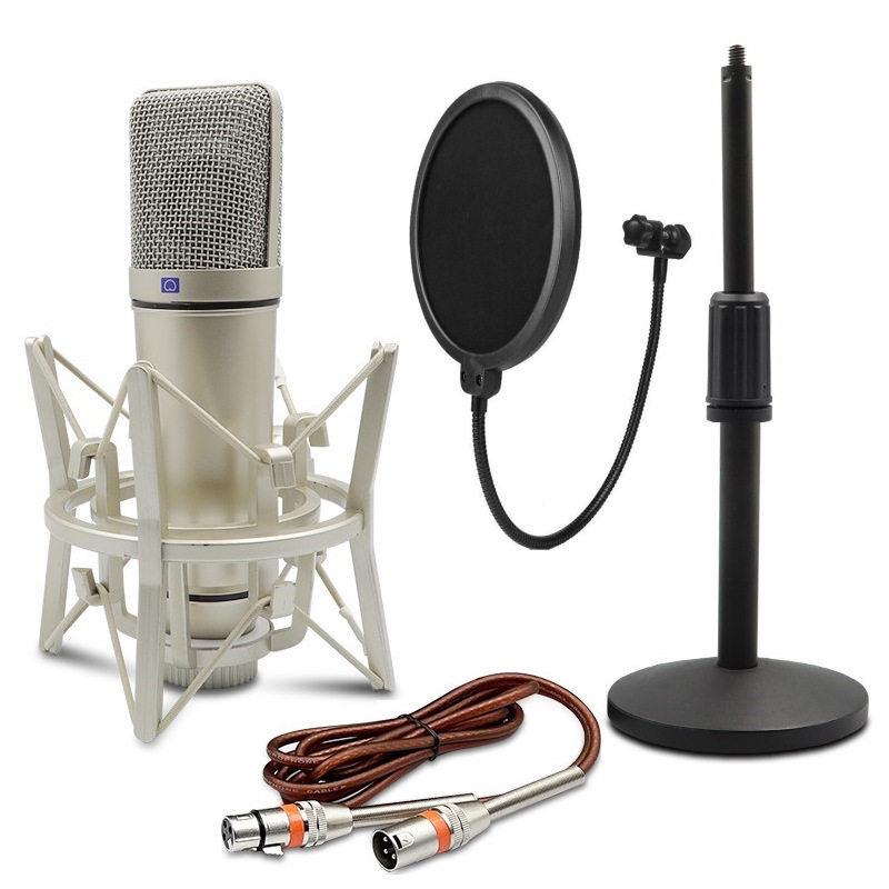 U87 Large Diaphragm 48V Condenser Microphone for Recording, Conferences, Singing, and Live Broadcasts - All-Metal Design