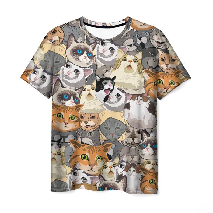 

Men s T-Shirts Cute Cat Pattern 3D Print Tops Tees Summer Streetwear Fashion Oversized T Shirt Men Clothing 5XL серый