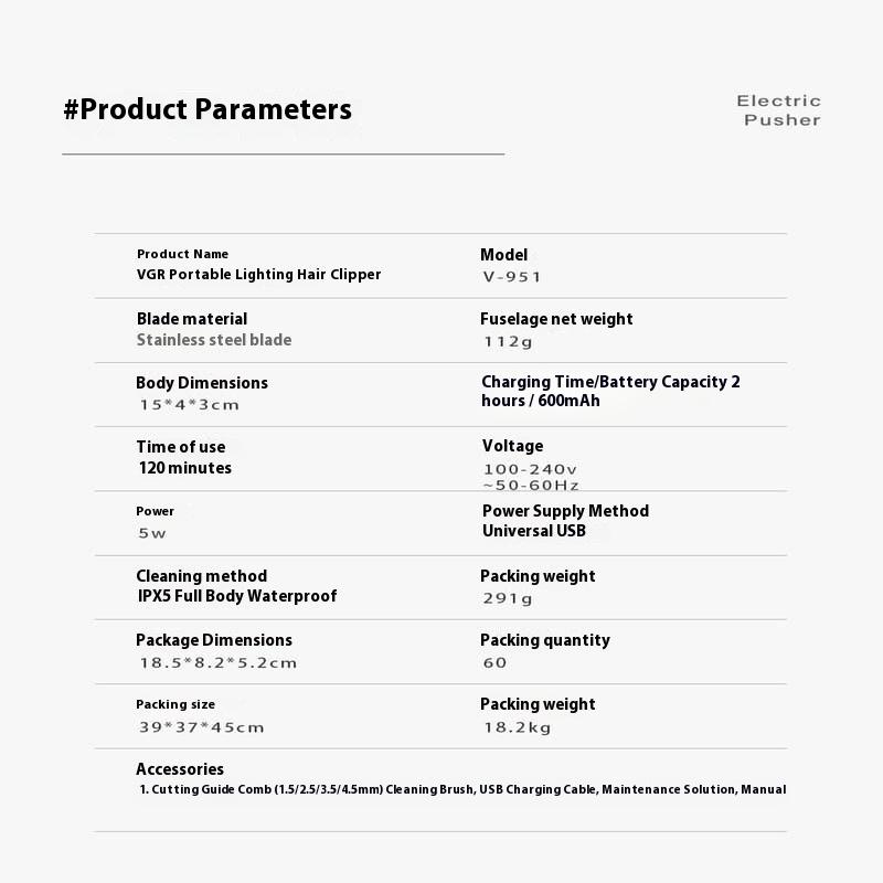 Portable Universal Electric Hair Trimmer Full Body Washable Hair Clipper LCD Digital Display Electric Hair Clippers for Men's Beauty Safe To The Skin