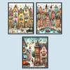 5D DIY Full Round Drill Partial AB Diamond Painting Colorful Houses Kit Decor