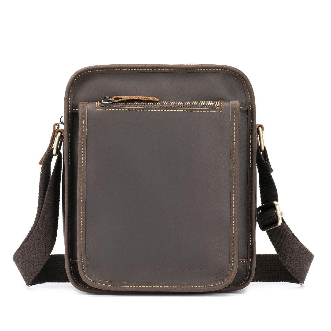 

Casual Men s Real Leather Shoulder Bag Fashion Luxury Genuine Leather Crossbody Messenger Travel Handbag Ergonomic Design темно-коричневого кольору