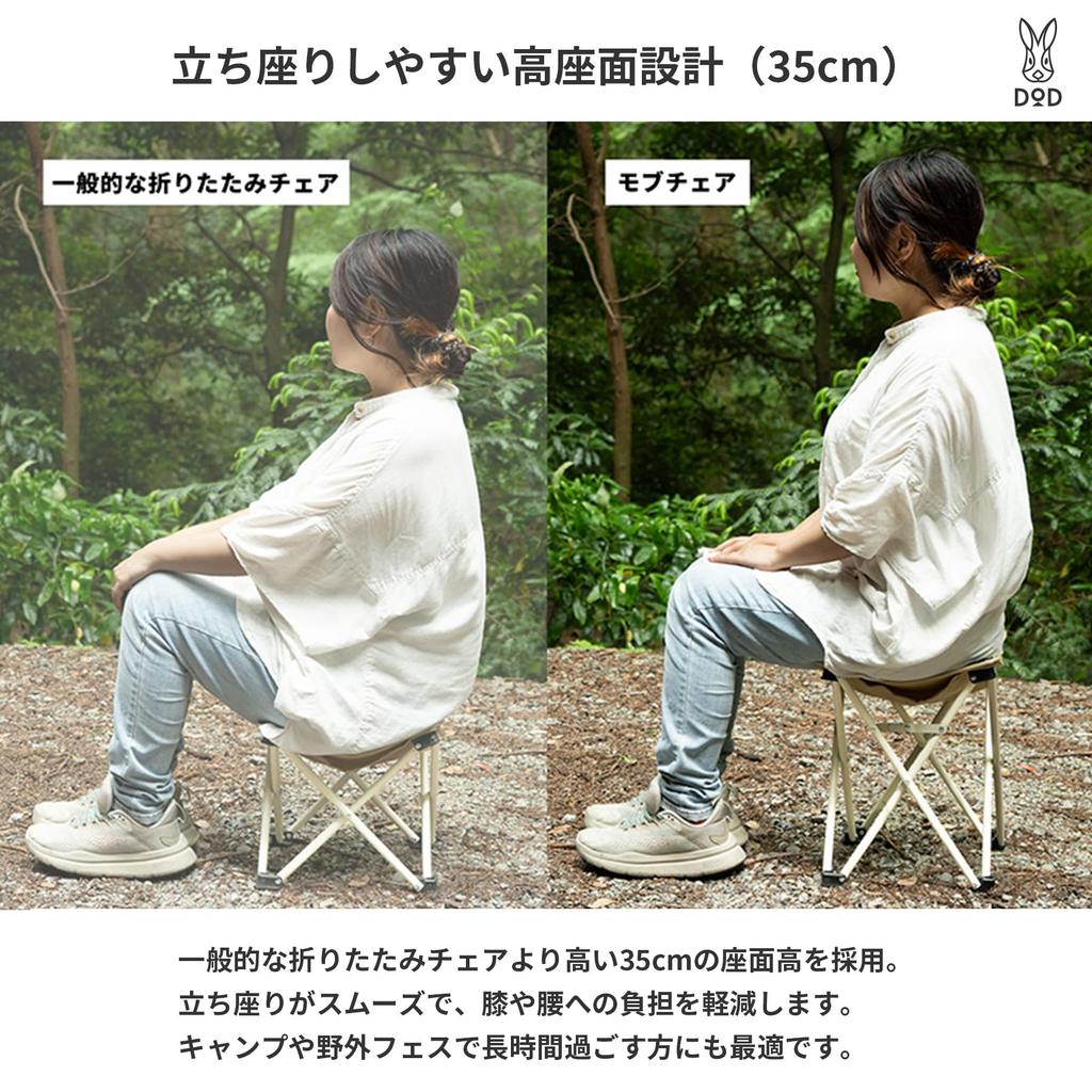 DOD Mob Chair, Lightweight and Compact, for Outdoor Picnics, Fishing, and Camping, C1-191-BK