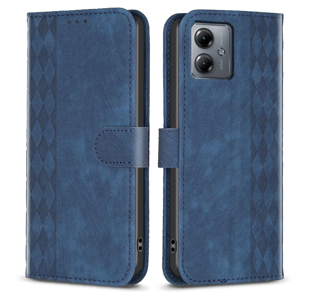 

For Motorola Moto G14 4G Imprinted Pattern PU Leather Phone Case Stand Wallet Anti-drop Cover Blue