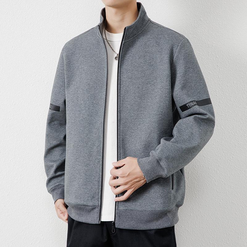 

Осенний новый свитер мужской с воротником-стойкой на молнии кардиган осенняя спортивная куртка повседневная куртка куртка-джокер 5XL серый