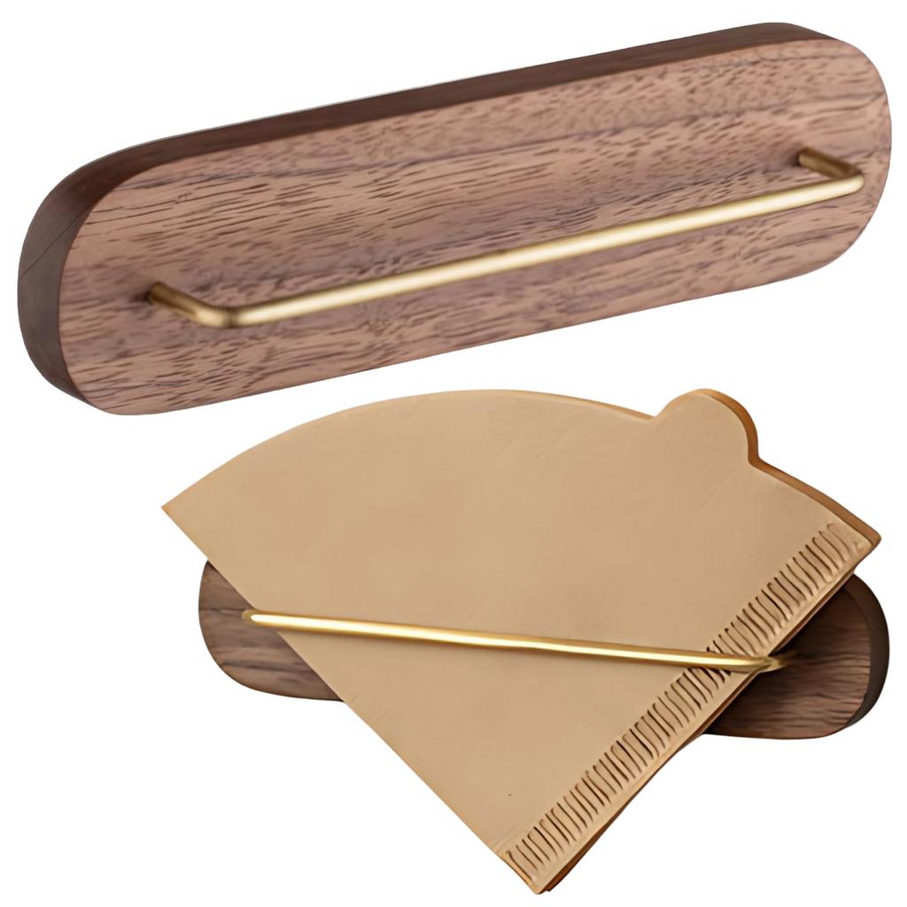 Mellbo Coffee Filter Stand, Filter Holder for Drip Filters, Kitchen, Cafe, Restaurant, Paper Napkins, Tea Bags, Sugar Bags, Wood, Gold, Various