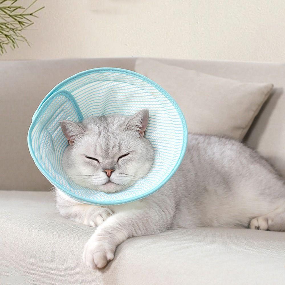 

Регулируемый дышащий защитный конус для шеи кошки Cat Elizabeth Circle, защищающий от укусов и облизывания S синий