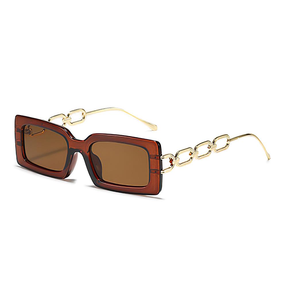 

Vintage Sunglasses for Women Fashionable Metal Chain Decoration Square Glasses Dark Lenses Modern Style Sunglasses Women леопардовий