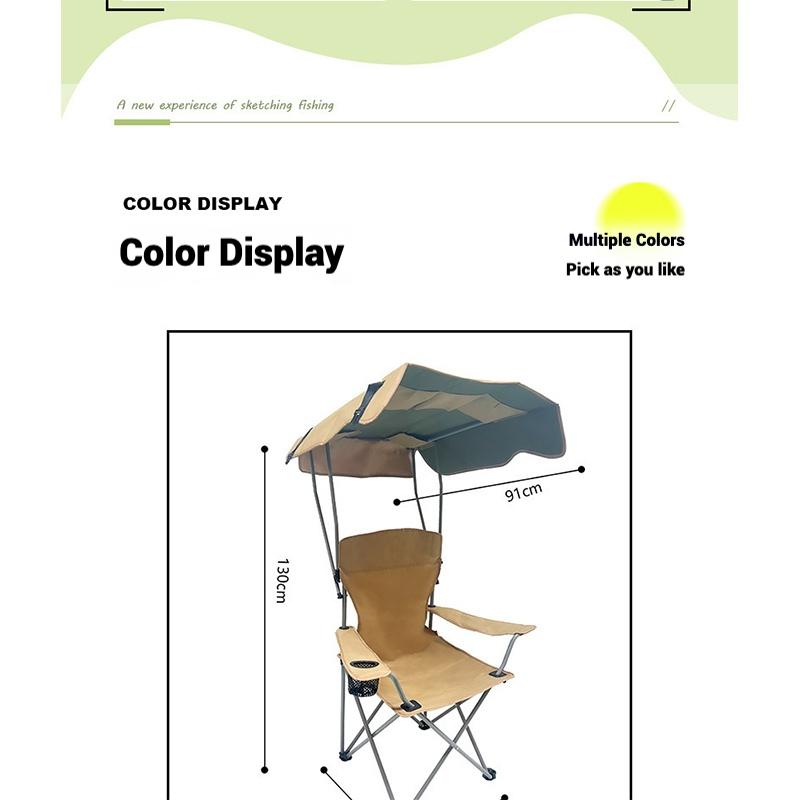 Outdoor folding sunshade chair leisure backrest with armrests fishing camping picnic director chair portable fishing chair