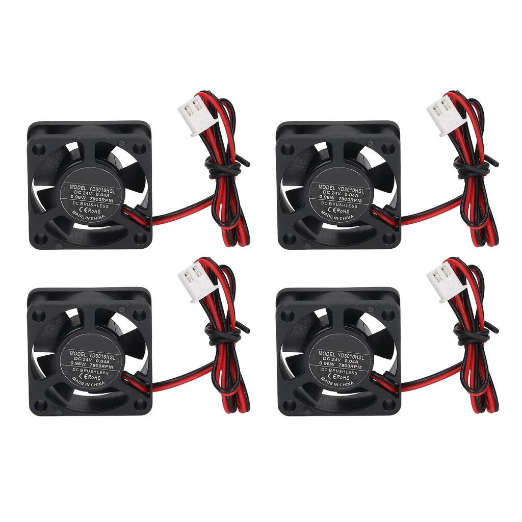 3010 DC Borstlös Fläkt 2-pin Terminal Lågt Ljud Mini DC Kylfläkt för 3D-Skrivare Extruder Hot End V6 V5 CPU 4st DC 24V