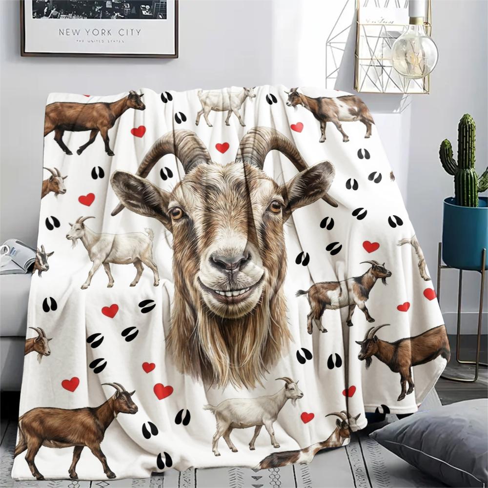 1PC Cartoon Sheep Print Flannel Blanket, High quality All Seasons, Home Decor, Warmth and Comfort, Perfect for Christmas Gifts