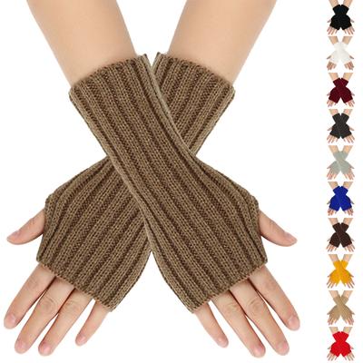 Kadın Kışlık Sıcak Yün Eldivenler, Parmaksız, Düz Renk, Kısa Model Eldivenler