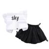 2025 Summer Trendy Girls' Two-Piece Set: Ruffled Sleeve Shirt & Bloomers