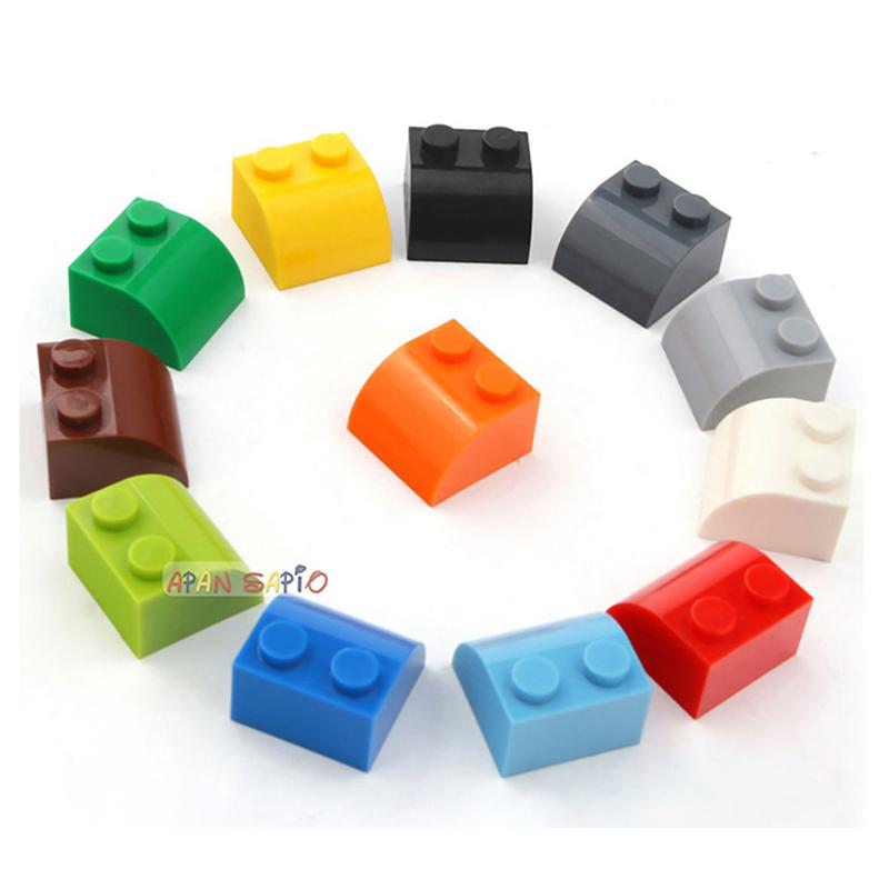 20pcs/lot DIY Blocks Building Bricks Radian 1X2 Educational Assemblage Construction Toys for Children Size Compatible With Brand
